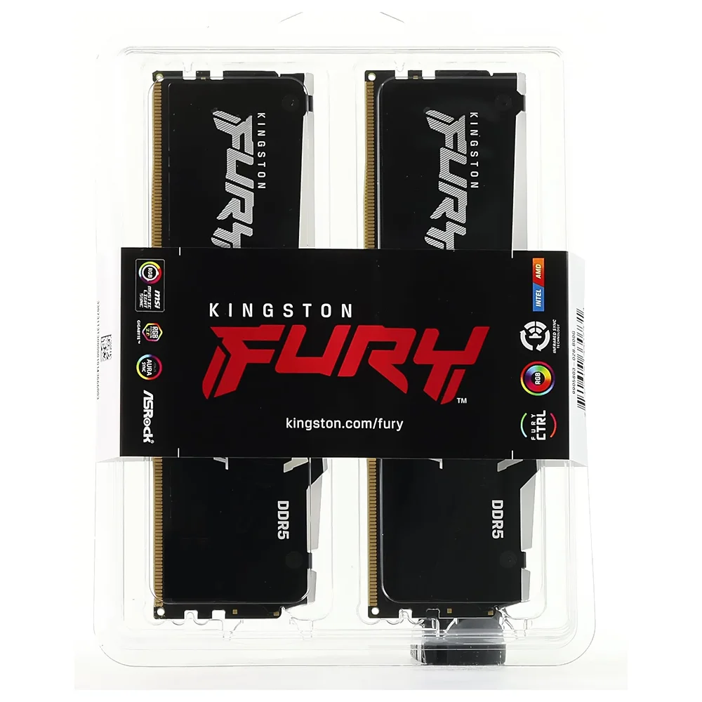 Memória Ram Kingston Fury Beast Ddr5 64gb (2x32gb) 5200mhz RGB - Preto (kf552c40bbak2-64)