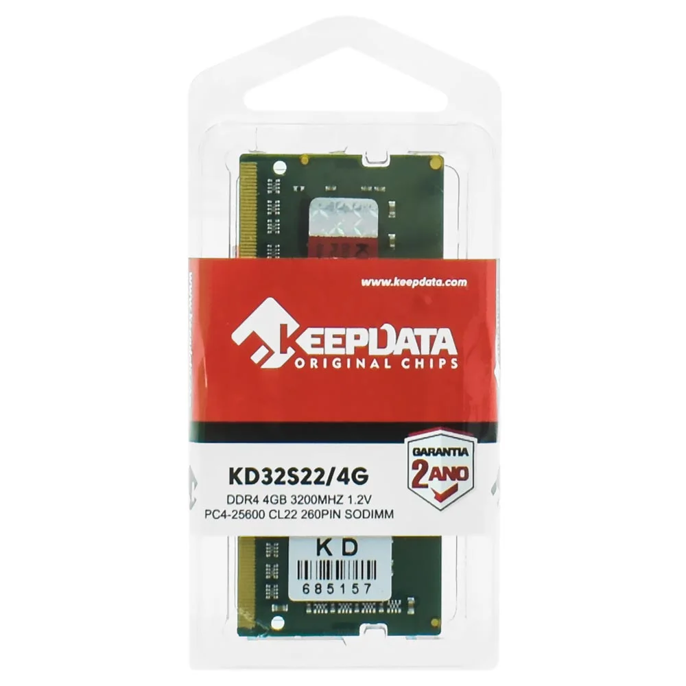 Imagem 3 de 3 do produto Memória Ram Para Notebook Keepdata Ddr4 4gb 3200mhz - Kd32s22/4g
