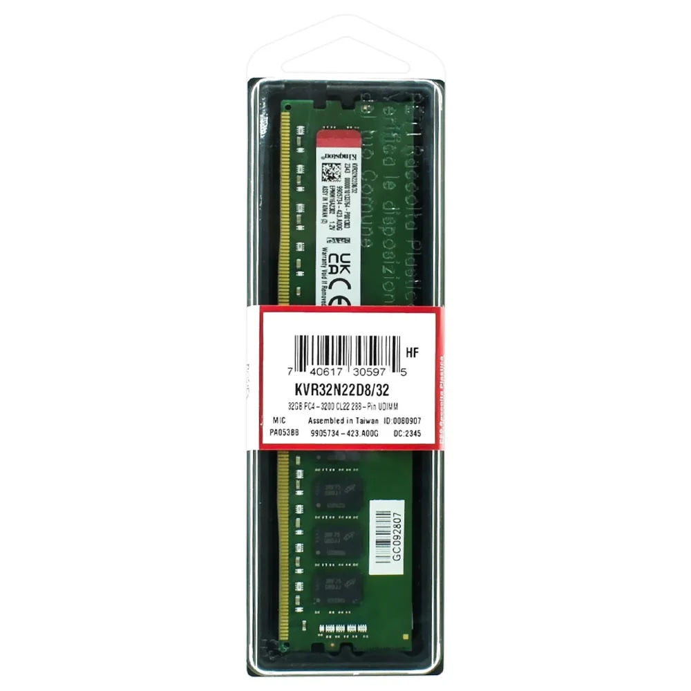Imagem 3 de 3 do produto Memória Ram Kingston Ddr4 32gb 3200mhz - Kvr32n22d8/32