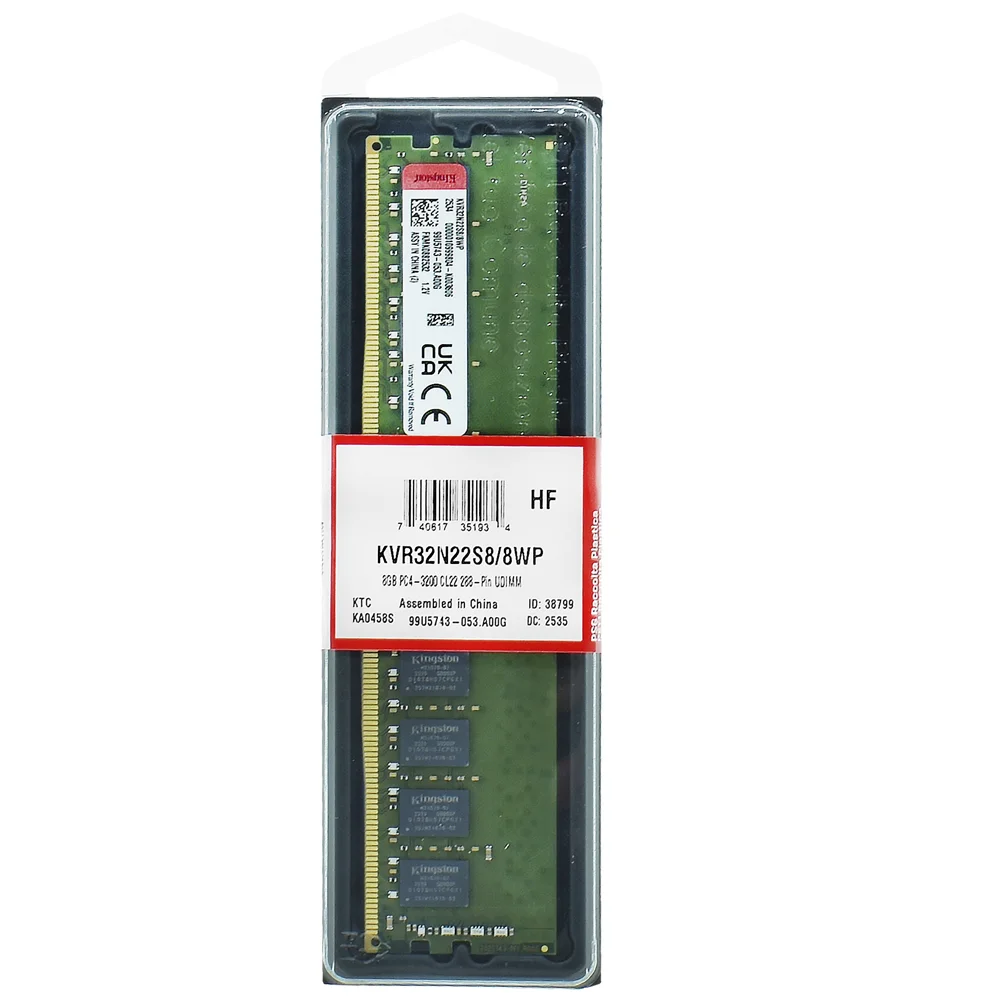 Imagem 2 de 3 do produto Memória Ram Kingston Ddr4 8GB 3200mhz - Kvr32n22s8/8wp