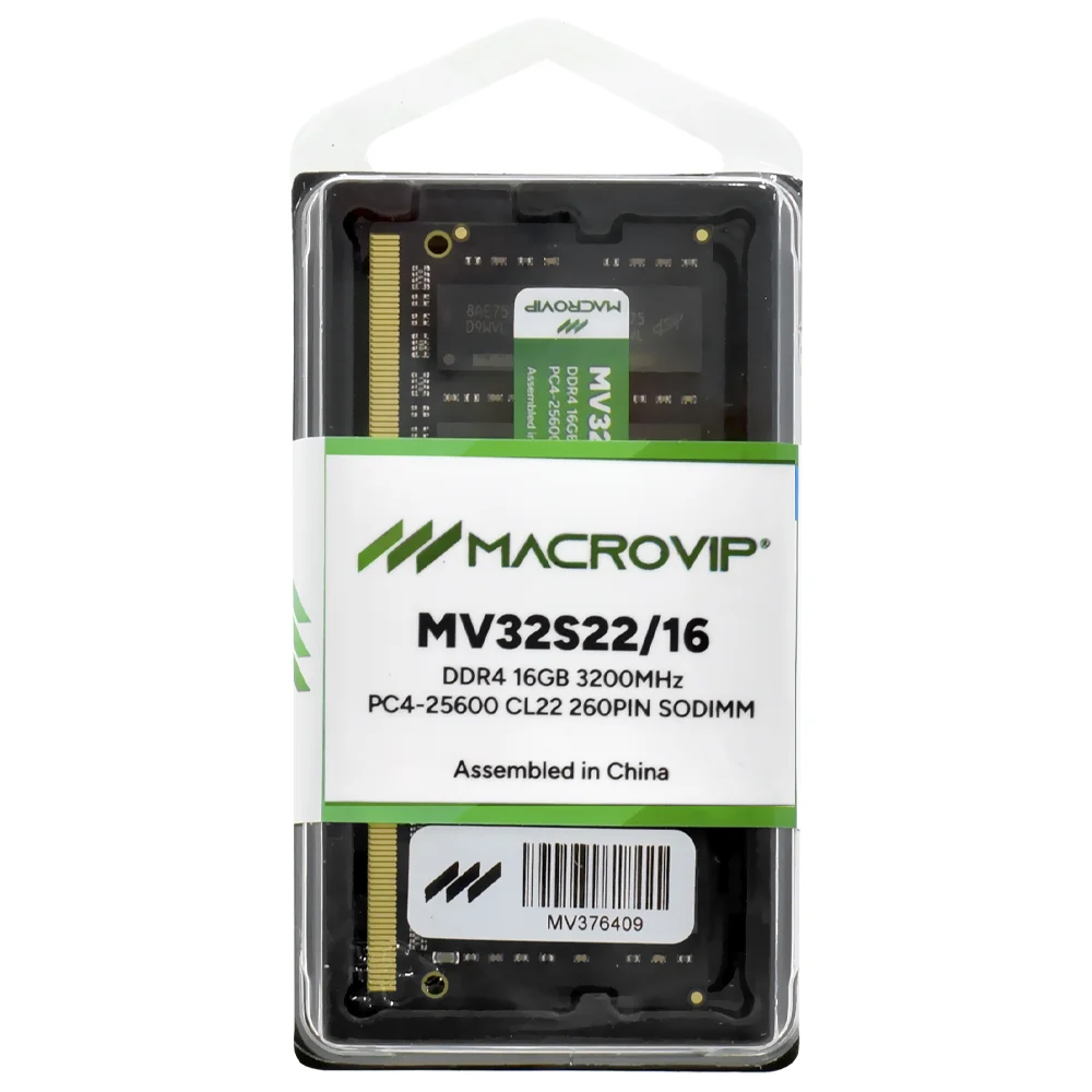 Memória Ram Para Notebook Macrovip Ddr4 16gb 3200mhz - Mv32s22/16