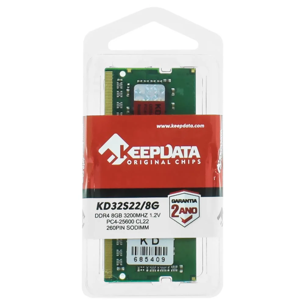 Imagem 3 de 3 do produto Memória Ram Para Notebook Keepdata Ddr4 8GB 3200mhz - Kd32s22/8g
