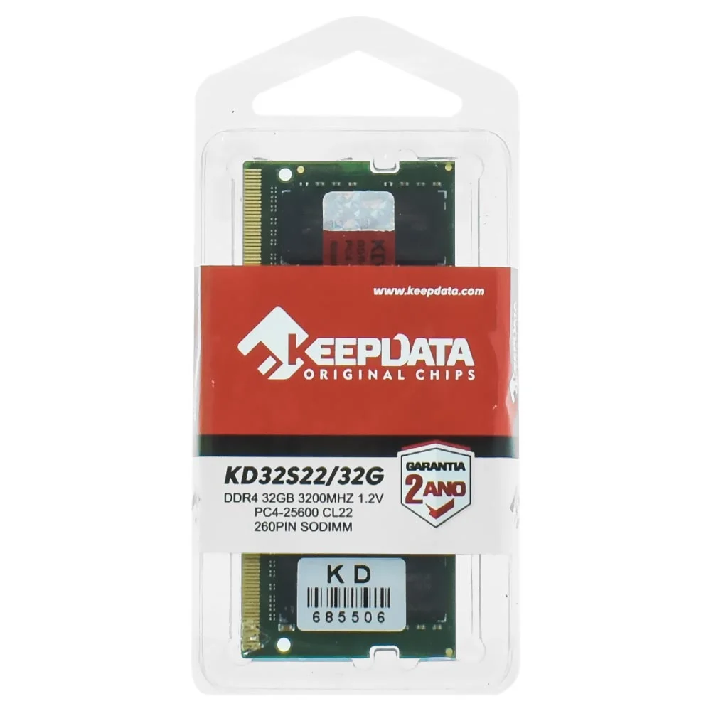 Imagem 2 de 3 do produto Memória Ram Para Notebook Keepdata Ddr4 32gb 3200mhz - Kd32s22/32g