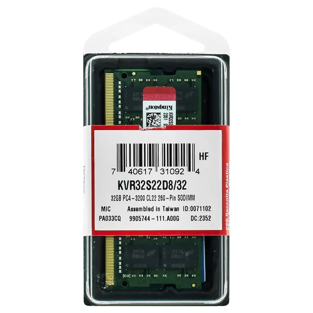 Imagem 3 de 3 do produto Memória Ram Para Notebook Kingston Ddr4 32gb 3200mhz - Kvr32s22d8/32