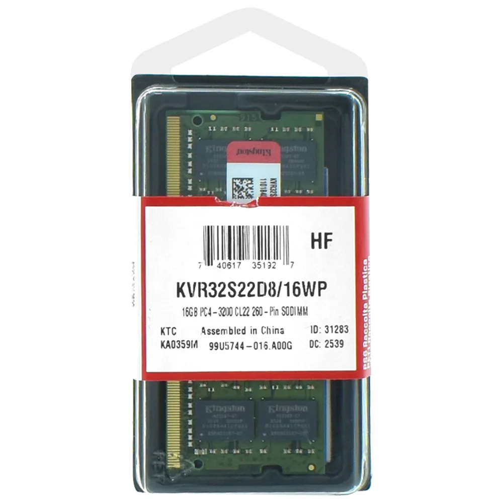 Imagem 2 de 3 do produto Memória Ram Para Notebook Kingston Ddr4 16gb 3200mhz - Kvr32s22d8/16wp