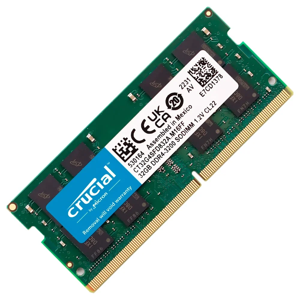 Imagem 2 de 3 do produto Memória Ram Para Notebook Crucial Ddr4 32gb 3200mhz - Ct32g4sfd832a