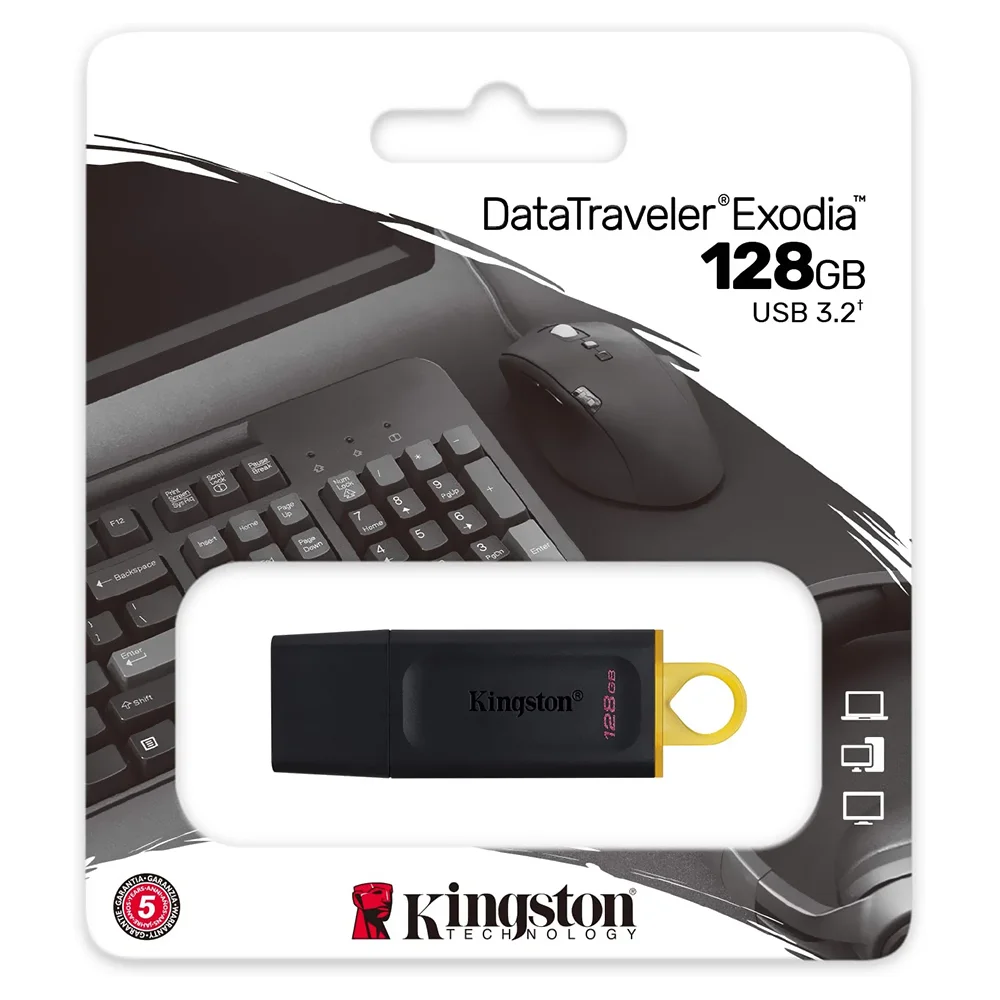 Imagem 2 de 3 do produto Pendrive Kingston Exodia 128GB Usb 3.2 - Preto (dtx/128GB)