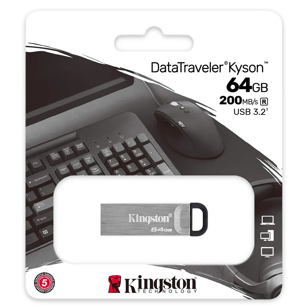 Imagem 3 de 3 do produto Pendrive Kingston 64gb Usb 3.2 - Prata (dtkn/64gb)