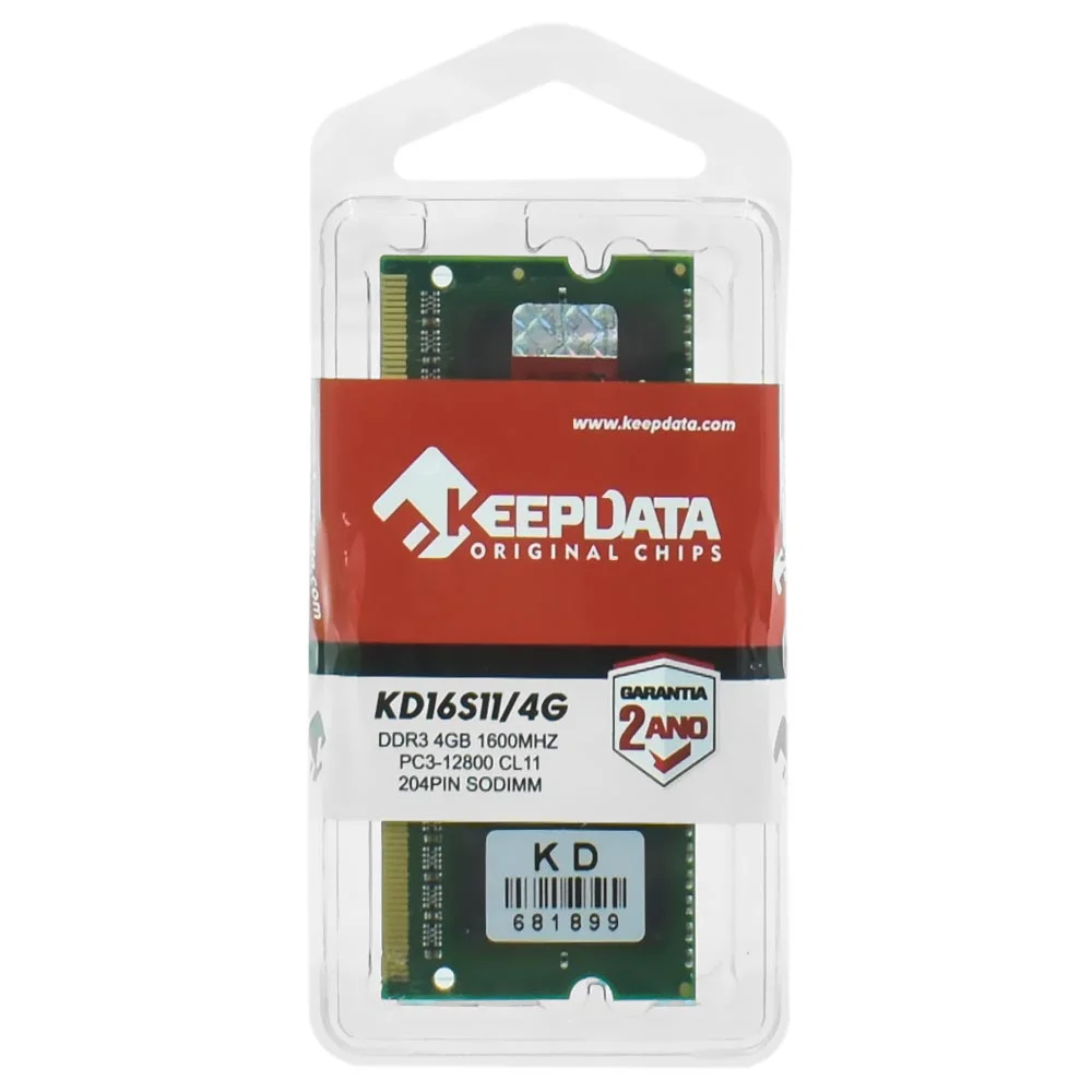 Imagem 3 de 3 do produto Memória Ram Para Notebook Keepdata Ddr3 4gb 1600mhz - Kd16s11/4g