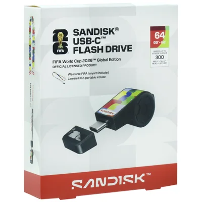 Pendrive Sandisk G46 Flash Drive Fifa World Cup 2026 Global Edition 64gb Usb-c - Preto (sdczia-064g-g46)