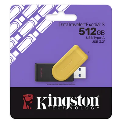 Pendrive Kingston Exodia S 512gb Usb 3.2 - Preto / Amarelo (dtxs/512gb)