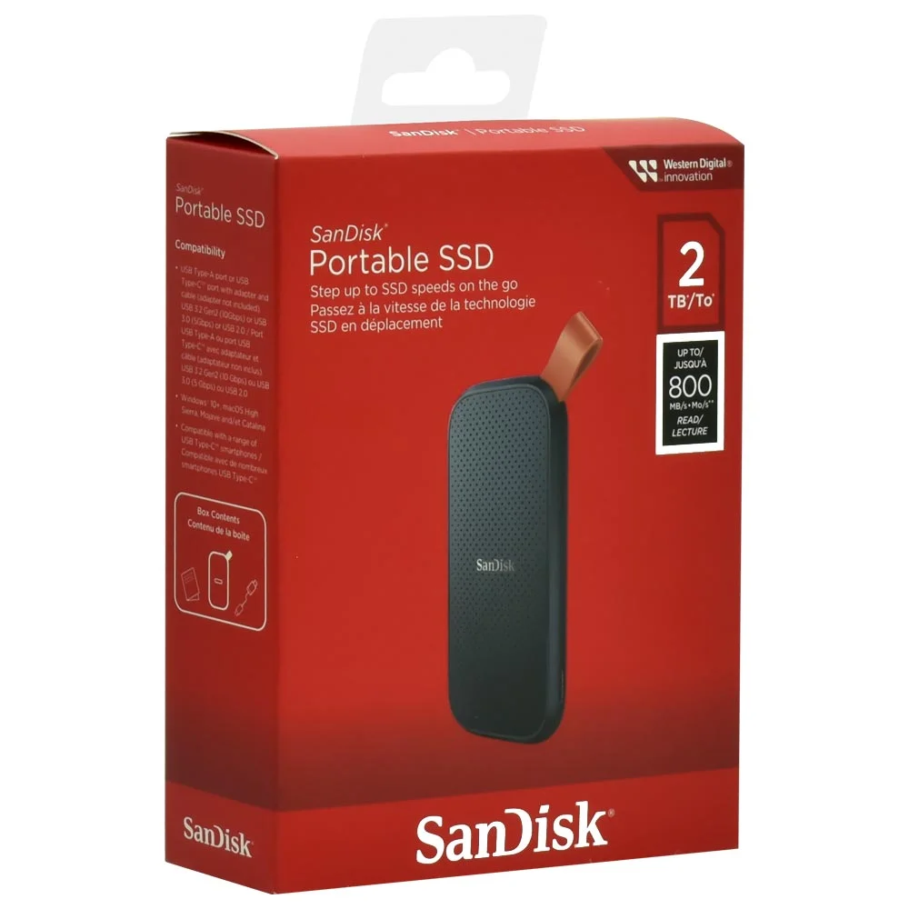 Imagem 2 de 3 do produto SSD Externo Sandisk 2TB Portátil - Preto (sdssde30-2t00-g26)