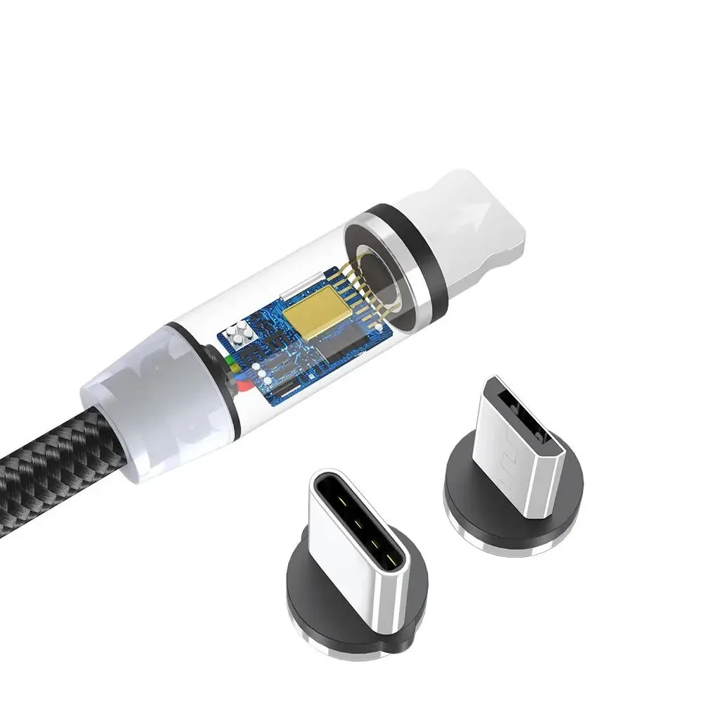 Imagem 2 de 5 do produto Cabo Hrebos Turbo Magnetic 3 Em 1 Hs-210 Rápido 2 Metros