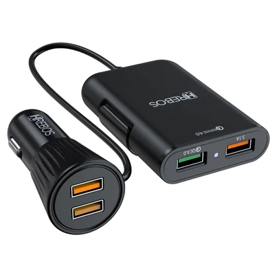 Carregador Veicular Hrebos Crv-392 18w 4usb Turbo Preto