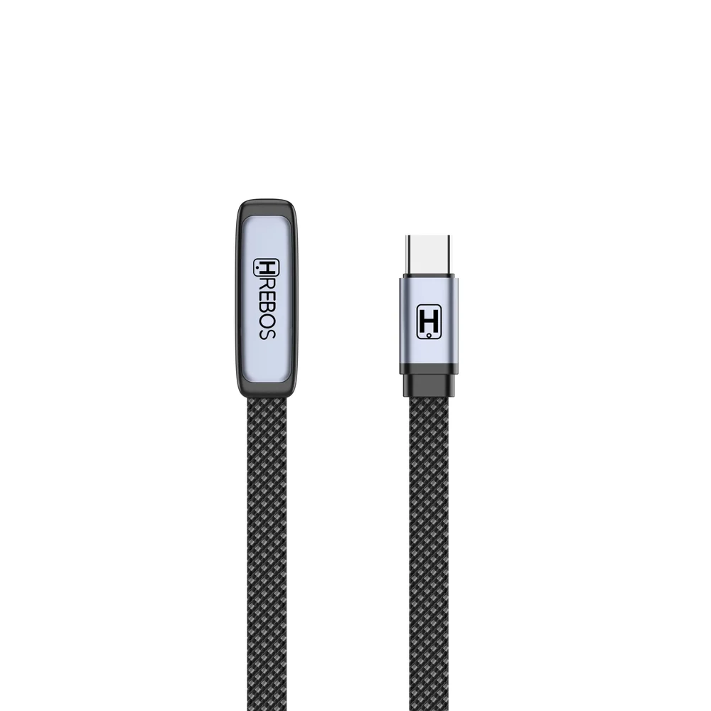 Imagem 3 de 5 do produto Cabo Hrebos Aerilink 100w 1m Usb-c Cb-692c Nylon Cinza