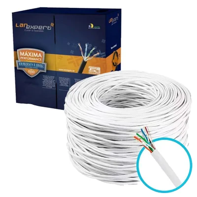 Cabo De Rede 100 Metros Branco Cobre Cat5e Homologado Anatel