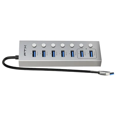 Hub Usb 3.0 Ftx Ct-hubu7-ag 7 Portas 7 Usb 3.0 Usb-c Fêmea Cinza Alta Velocidade Conectividade Prática