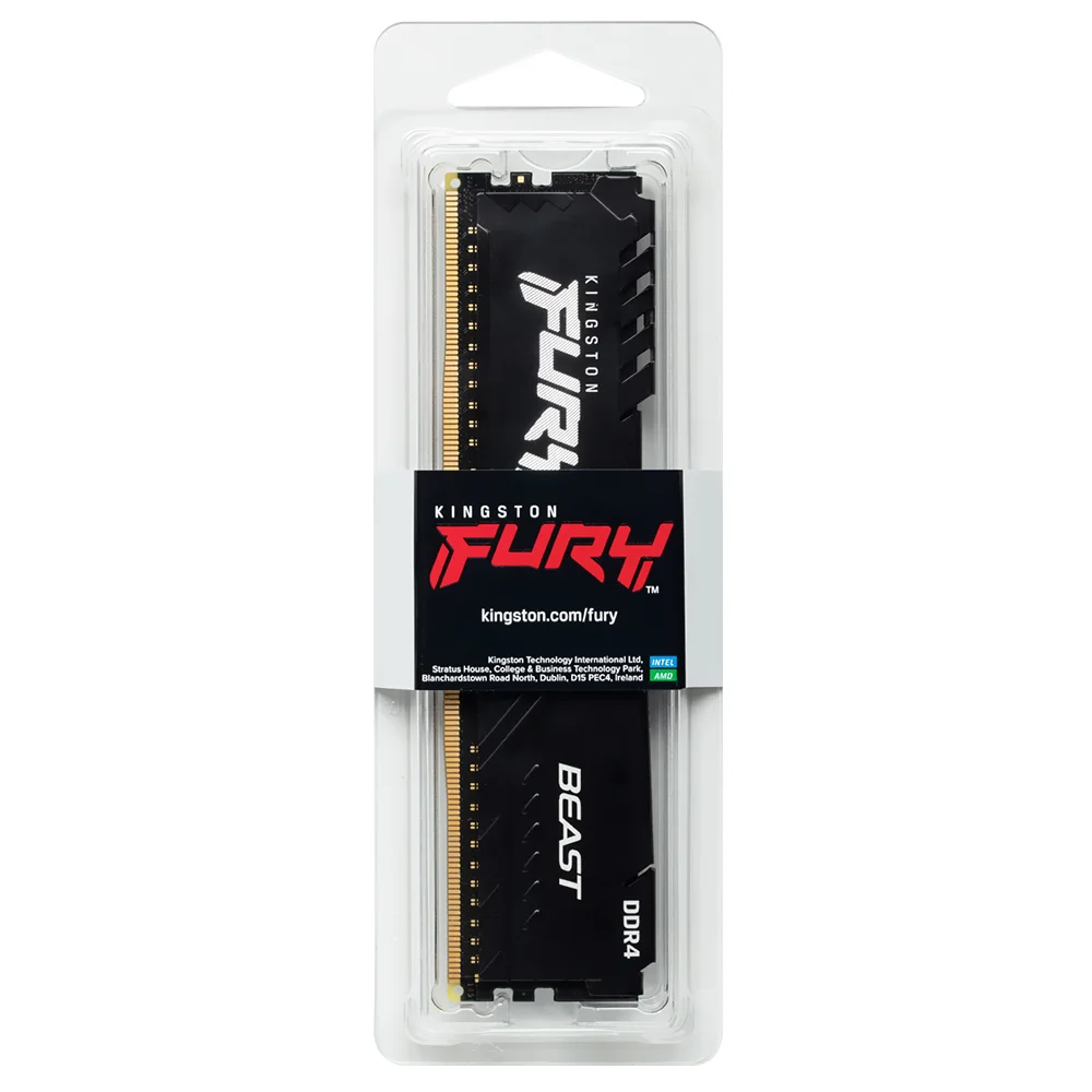 Imagem 3 de 3 do produto Memória Ram Kingston Fury Beast Ddr4 32gb 3200mhz Kf432c16bb/32 Preto Alto Desempenho Gaming Overclocking 288-pin