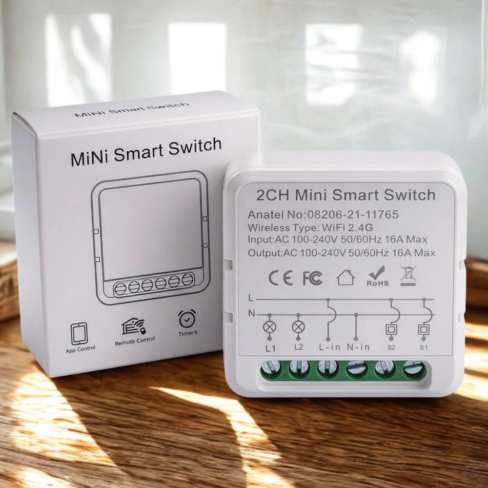 Imagem 2 de 5 do produto Mini Interruptor Inteligente Wi-fi Tuya 2 Canais B202