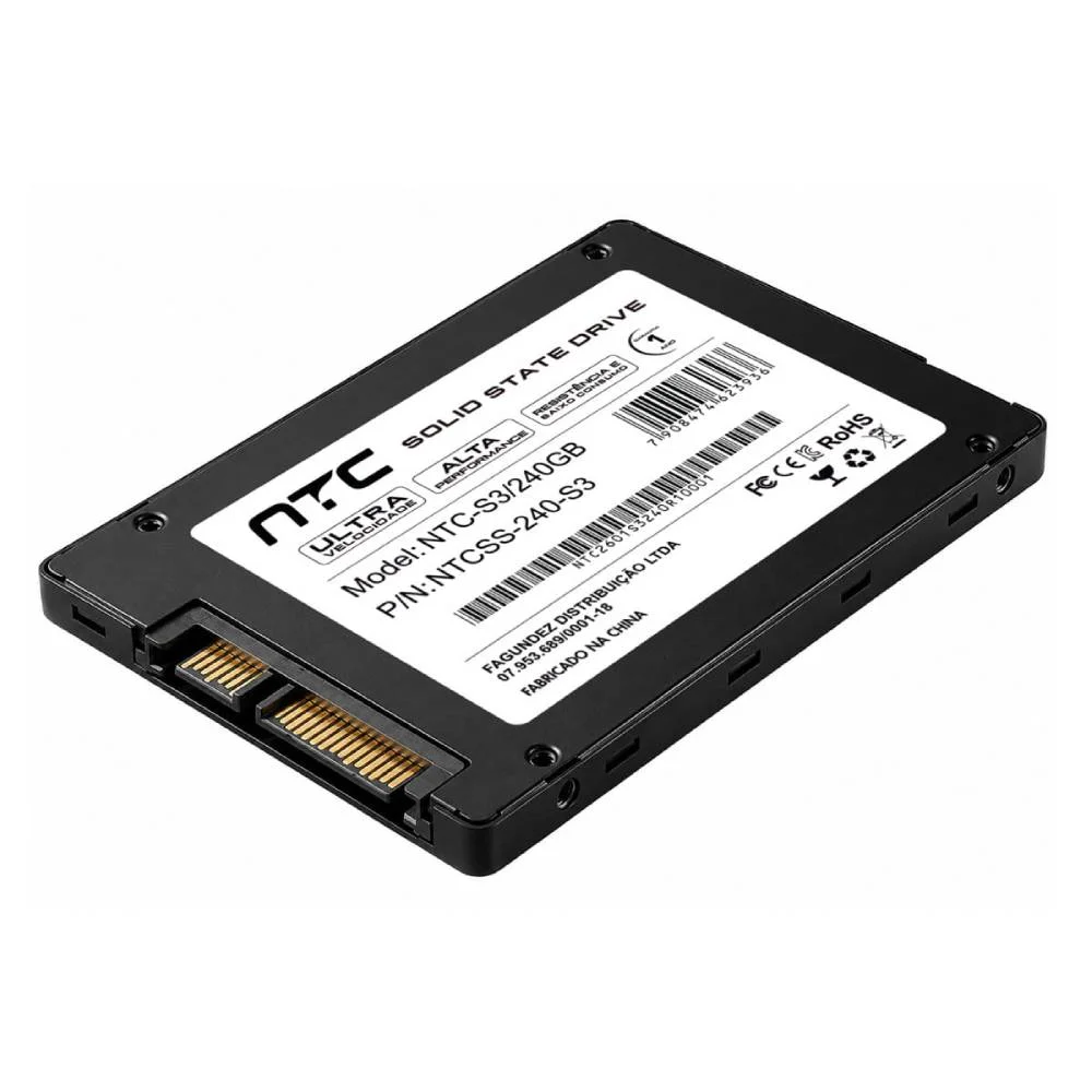 Imagem 3 de 4 do produto SSD Ntc 240GB Sata Lll 2,5" Leitura 500mb/s Gravação 400mb/s - Ntc-s3/240GB