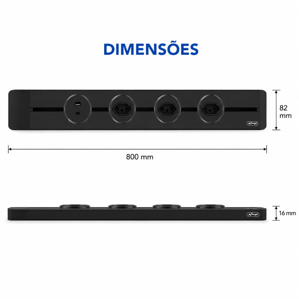 Imagem 5 de 5 do produto Trilho De Energia Modular 80cm 4 Tomadas Removiveis E Usb C
