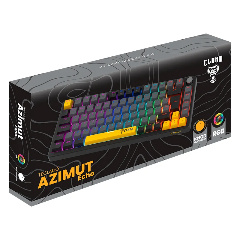 Imagem 2 de 5 do produto Teclado Gamer Mecânico Clanm Azimut Echo 75% Hot-swap Switch Red RGB Abnt2 Preto