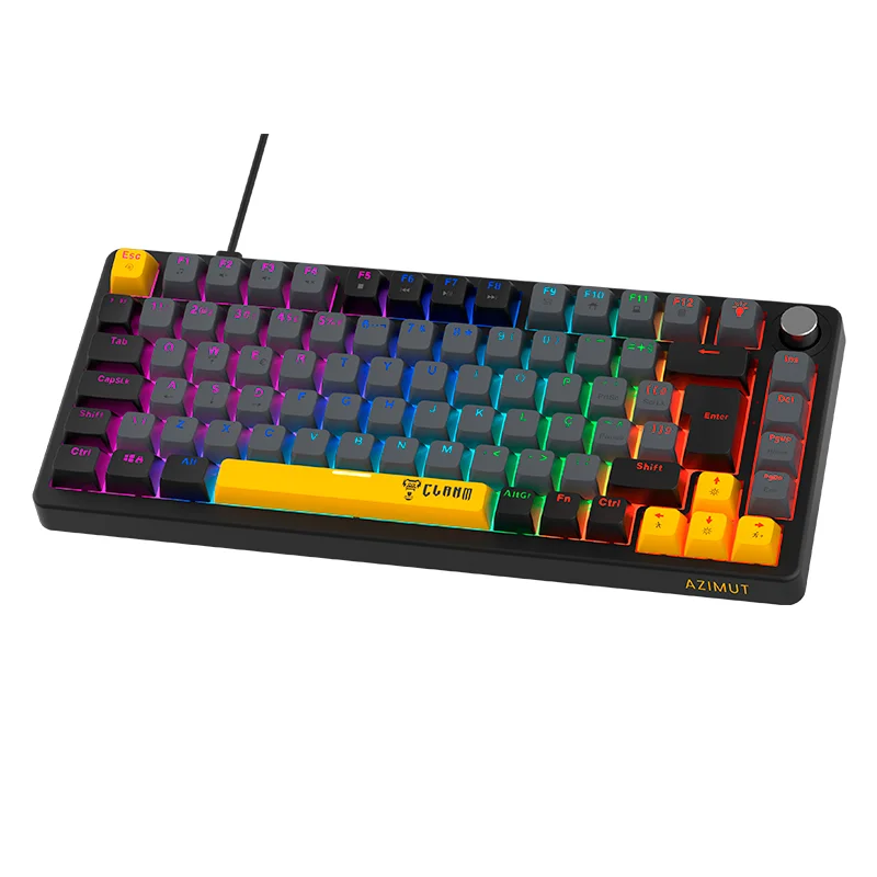Imagem 3 de 5 do produto Teclado Gamer Mecânico Clanm Azimut Echo 75% Hot-swap Switch Red RGB Abnt2 Preto