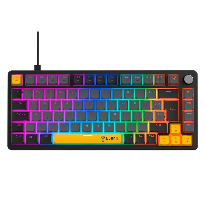 Imagem 5 de 5 do produto Teclado Gamer Mecânico Clanm Azimut Echo 75% Hot-swap Switch Red RGB Abnt2 Preto