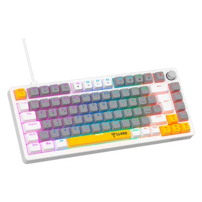 Teclado Gamer Mecânico Clanm Azimut Vega 75% Hot-swap Switch Red RGB Abnt2 Branco