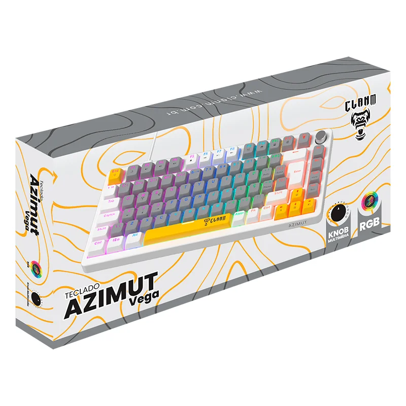 Imagem 3 de 5 do produto Teclado Gamer Mecânico Clanm Azimut Vega 75% Hot-swap Switch Red RGB Abnt2 Branco