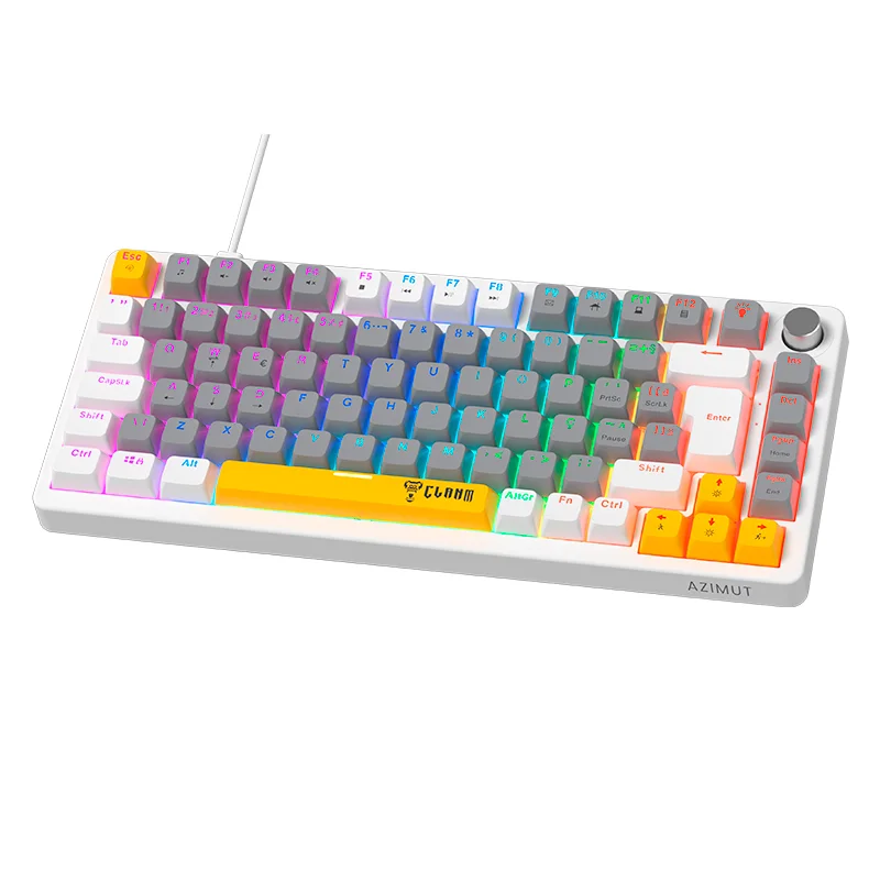 Imagem 4 de 5 do produto Teclado Gamer Mecânico Clanm Azimut Vega 75% Hot-swap Switch Red RGB Abnt2 Branco