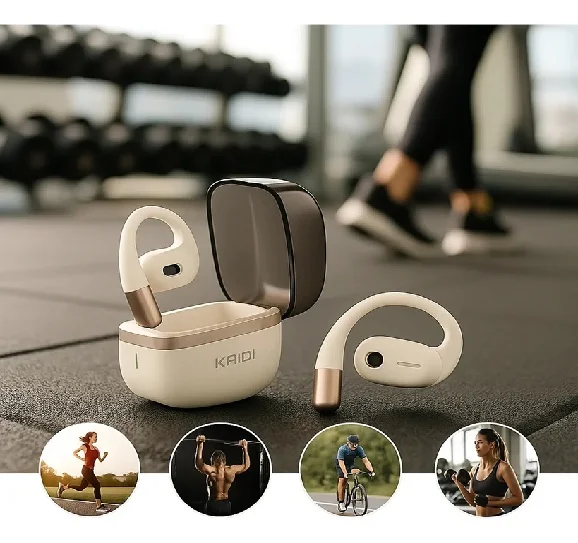 Imagem 3 de 4 do produto Fone De Ouvido Bluetooth Ows Aberto Kaidi Kd794 - Bege
