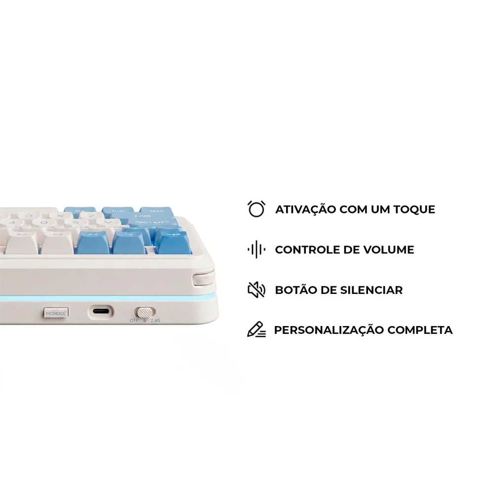 Imagem 2 de 5 do produto Teclado Gamer Sem Fio Mchose K99 V3 Tri-modo 8k Polling Socd RGB 360°