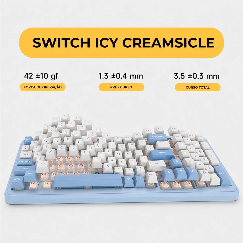 Imagem 3 de 5 do produto Teclado Gamer Sem Fio Mchose K99 V3 Tri-modo 8k Polling Socd RGB 360°