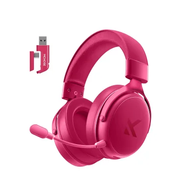Headset V9 Pro Mchose Gamer Rose Red Sem Fio 7.1 Surround 250h Bt 2.4g Microfone Ia