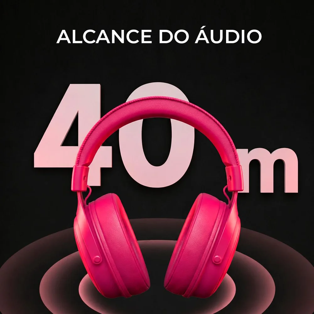 Imagem 4 de 5 do produto Headset V9 Pro Mchose Gamer Rose Red Sem Fio 7.1 Surround 250h Bt 2.4g Microfone Ia