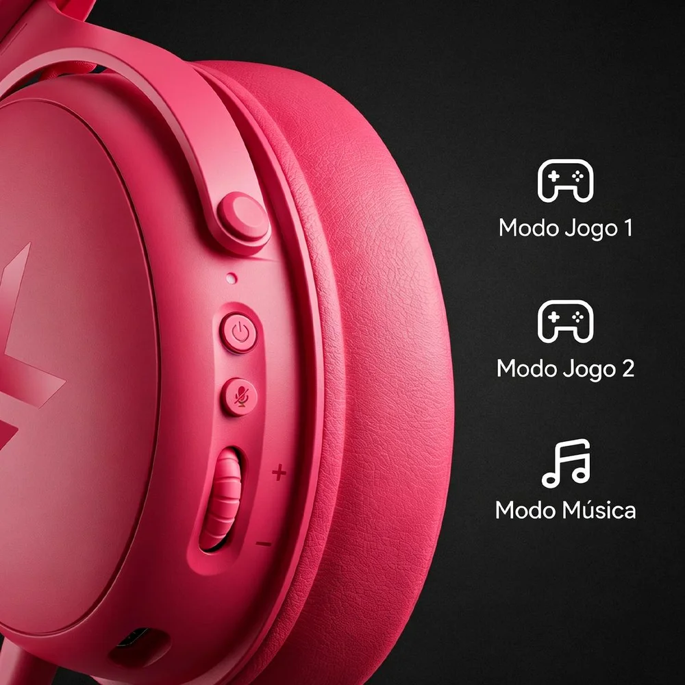 Imagem 5 de 5 do produto Headset V9 Pro Mchose Gamer Rose Red Sem Fio 7.1 Surround 250h Bt 2.4g Microfone Ia