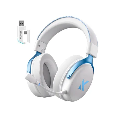 Headset V9 Pro Mchose Gamer Sky White Sem Fio 7.1 Surround 250h Bt 2.4g Microfone Ia