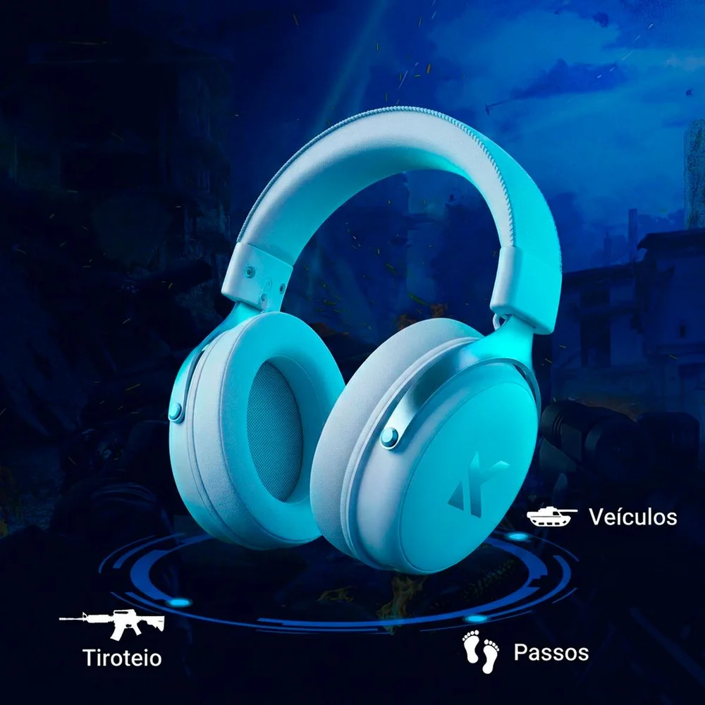 Imagem 2 de 5 do produto Headset V9 Pro Mchose Gamer Icy White Sem Fio 7.1 Surround 250h Bt 2.4g Microfone Ia