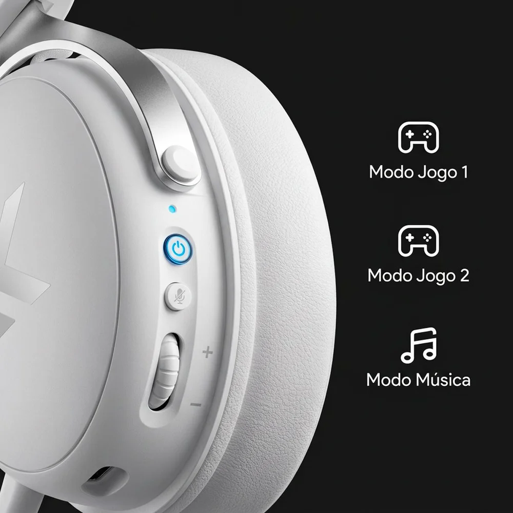 Imagem 5 de 5 do produto Headset V9 Pro Mchose Gamer Icy White Sem Fio 7.1 Surround 250h Bt 2.4g Microfone Ia