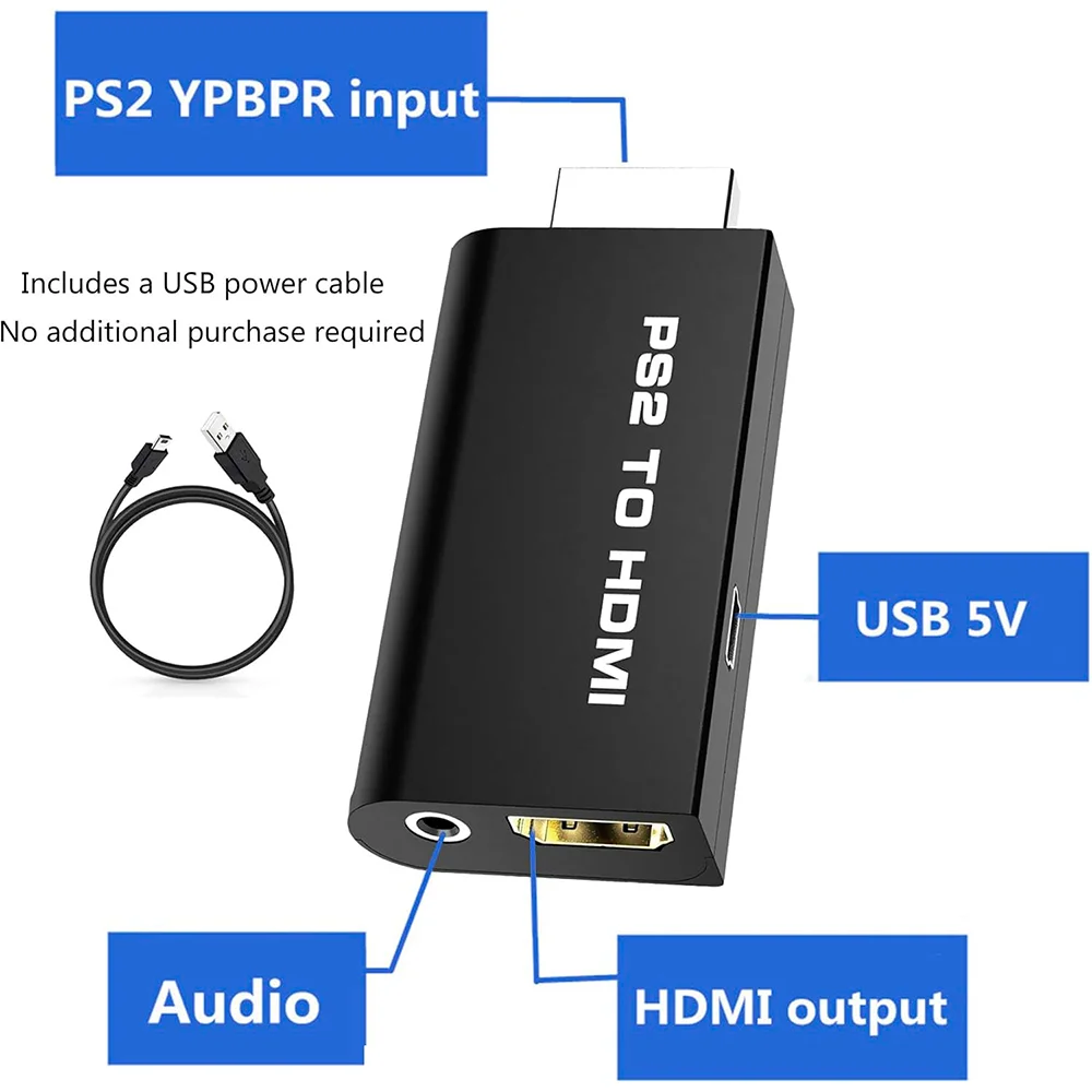Adaptador Conversor Ps2 Para HDMI Com Saída De Áudio P2 3,5 Mm Adaptador Conversor Ps2 Para HDMI Com Saída De Áudio P2 3,5 Mm