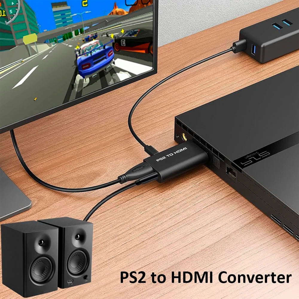 Adaptador Conversor Ps2 Para HDMI Com Saída De Áudio P2 3,5 Mm Adaptador Conversor Ps2 Para HDMI Com Saída De Áudio P2 3,5 Mm