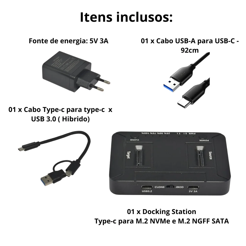 Docking Station Type-c Para M.2 Nvme E M.2 Ngff Sata Cs-doc-NVME/ngff