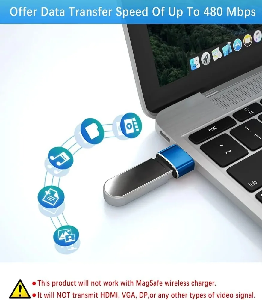 Imagem 3 de 5 do produto Adaptador Usb Macho  X Tipo C Fêmea Azul