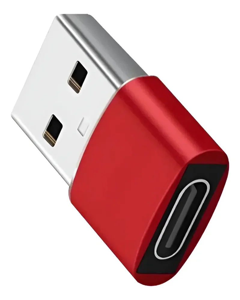Imagem 1 de 4 do produto Adaptador Usb Macho  X Tipo C Fêmea Vermelho