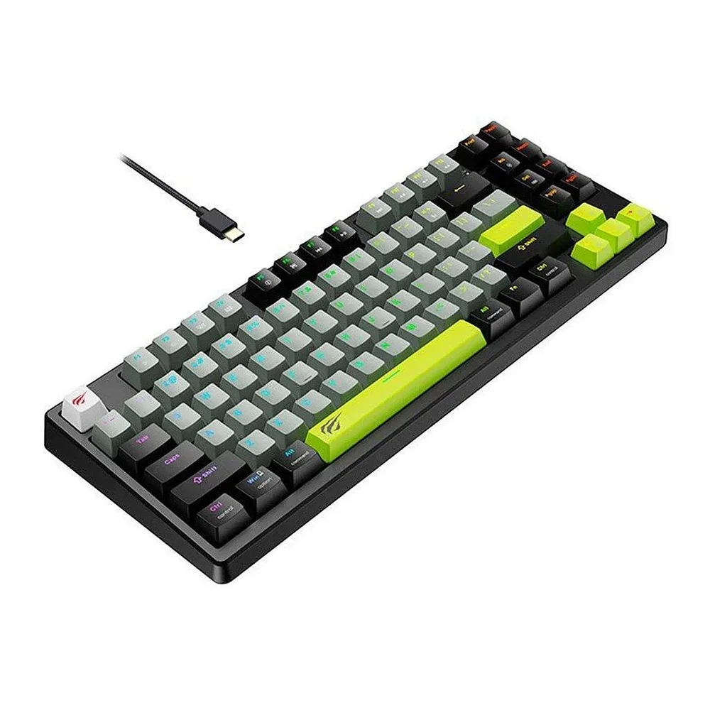Teclado Mecânico Havit Gamenote Kb904l RGB, Switch Magnético, Hall Effect, Preto/cinza E Verde
