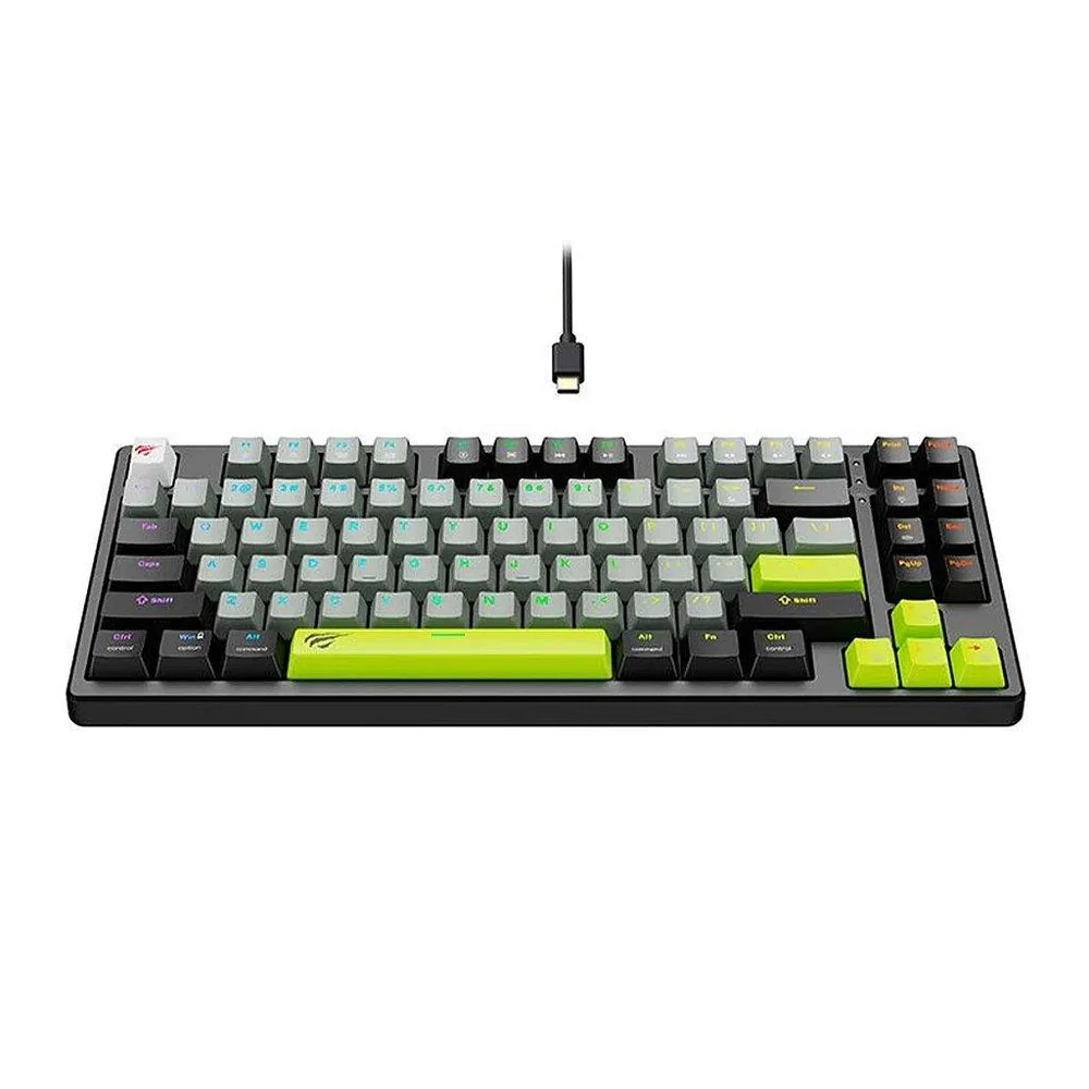 Teclado Mecânico Havit Gamenote Kb904l RGB, Switch Magnético, Hall Effect, Preto/cinza E Verde