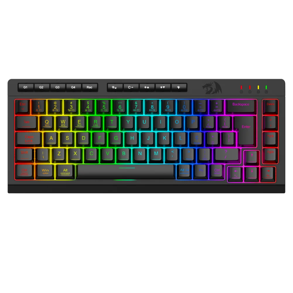 Teclado Membrana Gamer Redragon Crescent 68 Pro RGB 65% Tri-mode Usb 2.4ghz Bluetooth Usb-c Preto - K519RGB-pro Teclado Membrana Gamer Redragon Crescent 68 Pro RGB 65% Tri-mode Usb 2.4ghz Bluetooth Usb-c Preto - K519RGB-pro
