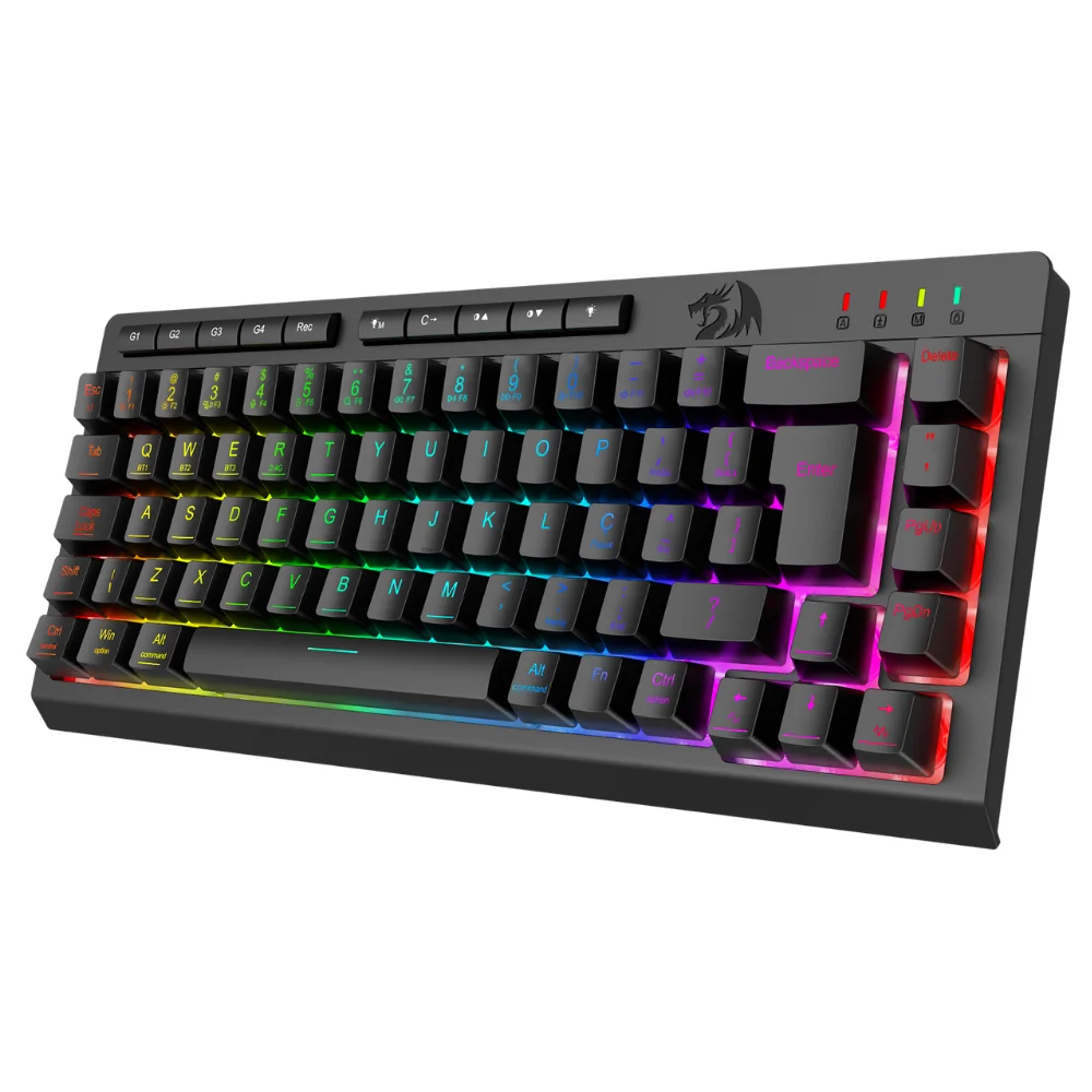 Teclado Membrana Gamer Redragon Crescent 68 Pro RGB 65% Tri-mode Usb 2.4ghz Bluetooth Usb-c Preto - K519RGB-pro Teclado Membrana Gamer Redragon Crescent 68 Pro RGB 65% Tri-mode Usb 2.4ghz Bluetooth Usb-c Preto - K519RGB-pro