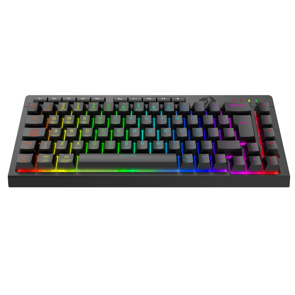 Teclado Membrana Gamer Redragon Crescent 68 Pro RGB 65% Tri-mode Usb 2.4ghz Bluetooth Usb-c Preto - K519RGB-pro Teclado Membrana Gamer Redragon Crescent 68 Pro RGB 65% Tri-mode Usb 2.4ghz Bluetooth Usb-c Preto - K519RGB-pro
